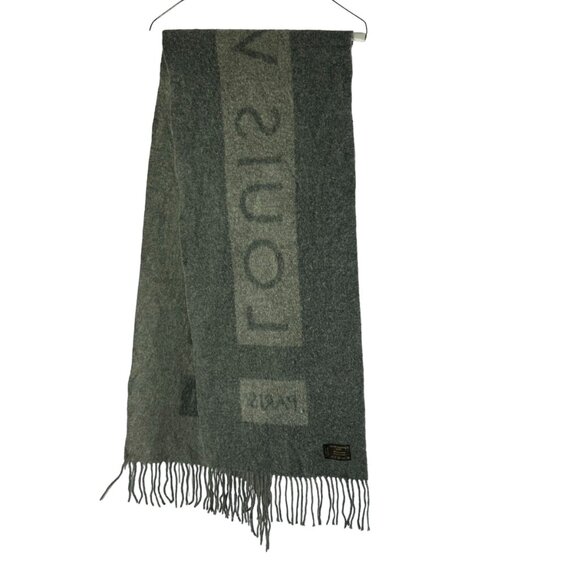 LOUIS VUITTON Gray Cashmere Logo Unisex Scarf Made in Scotland - Picture 8 of 10